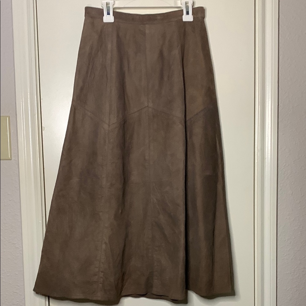Vintage Sabrina Brown Suede Skirt (10)